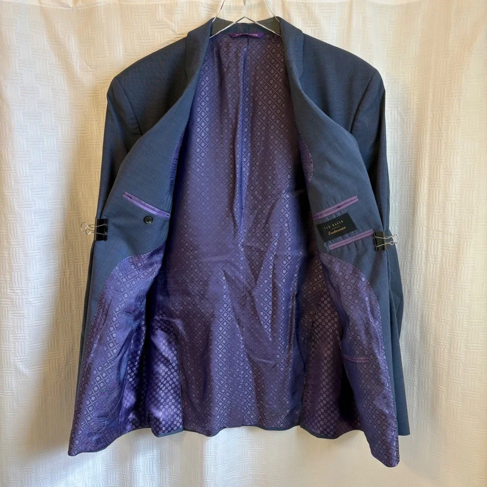 Ted Baker London Endurance Jones CT Blazer‎ Mens 44R Blue Wool Sport Coat Jacket